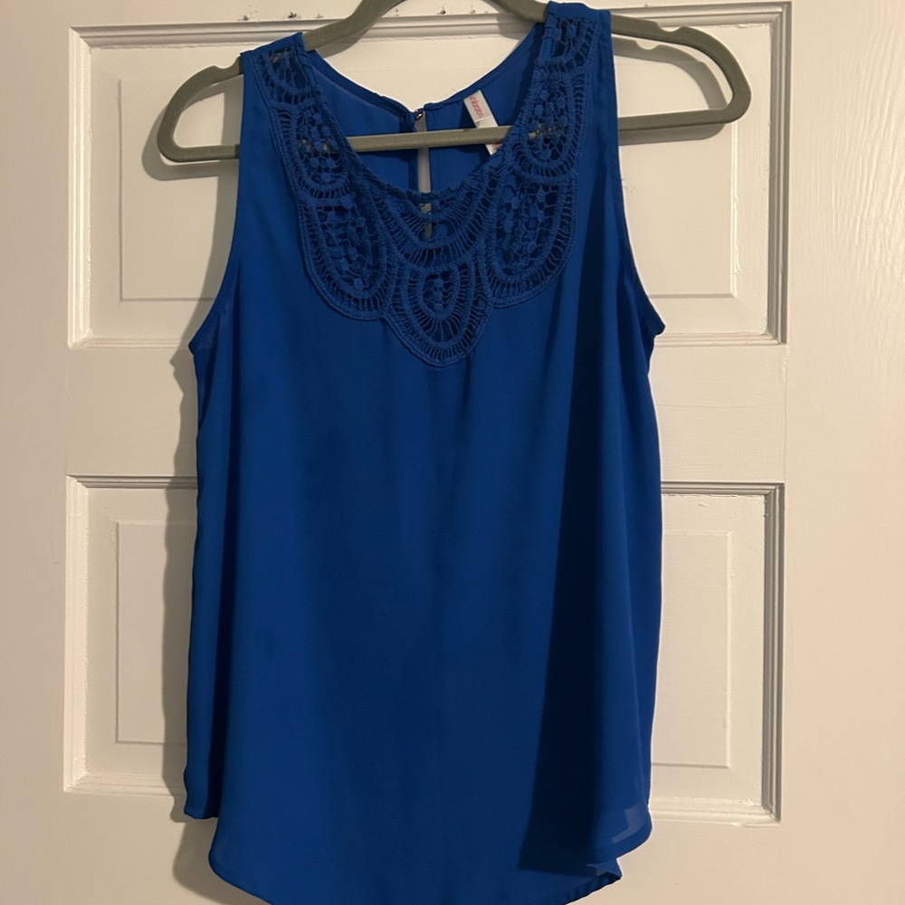 Xhilaration Royal Blue Lace Detail Blouse